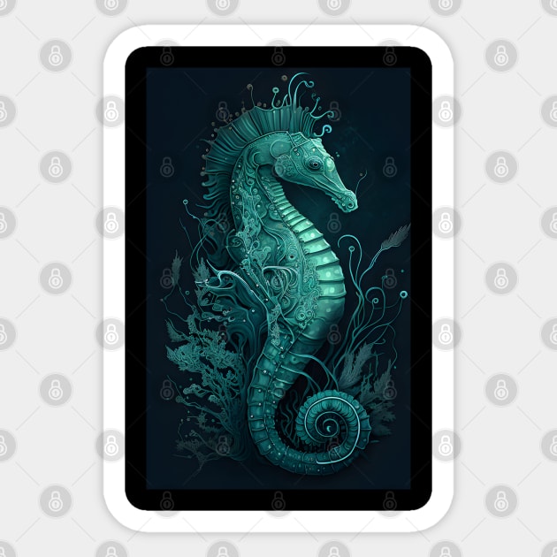 Bioluminescent Seahorse Sticker by Luxinda